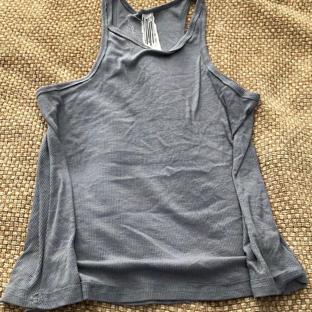 Free People swing racer back tank, olive green/gray. Size large